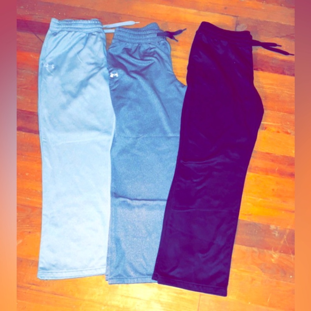 3 pair women’s size L, Under Armor Sweatpants. Great Condition!